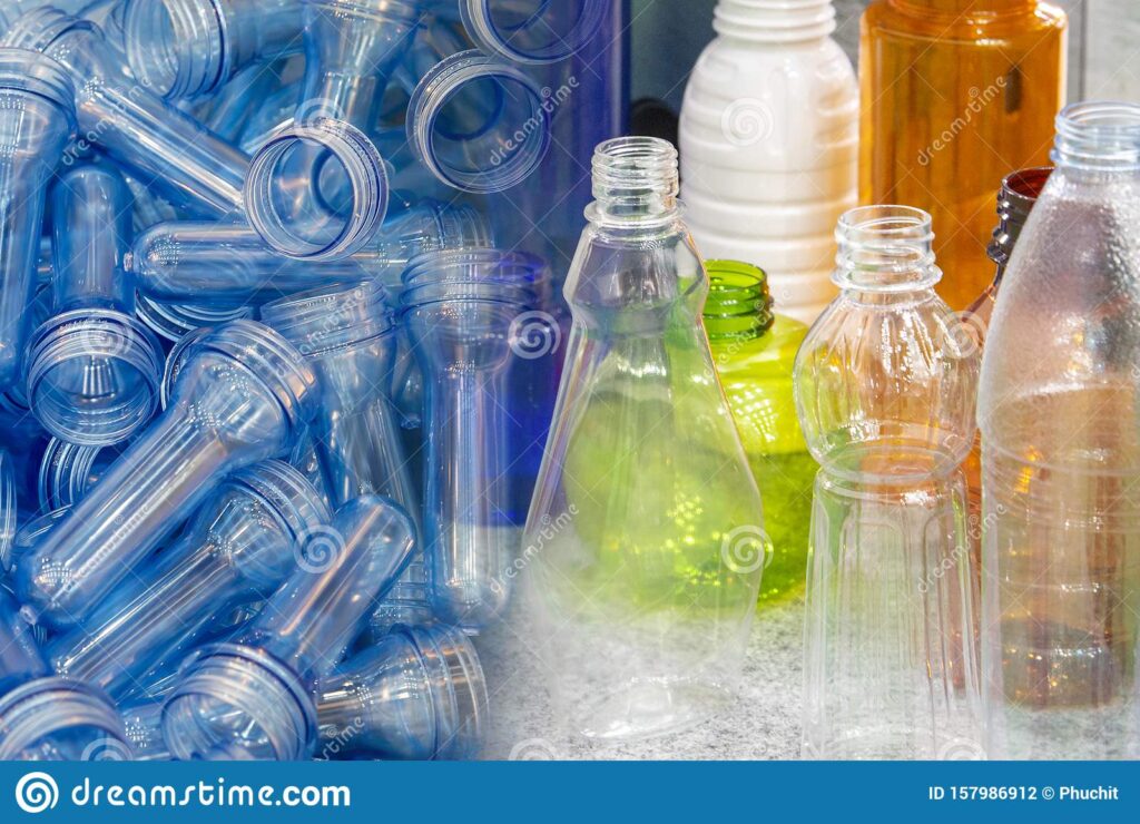 abstract-scene-preform-shape-various-type-plastic-drinking-water-bottle-products-pet-bottles-container-manufacturing-157986912